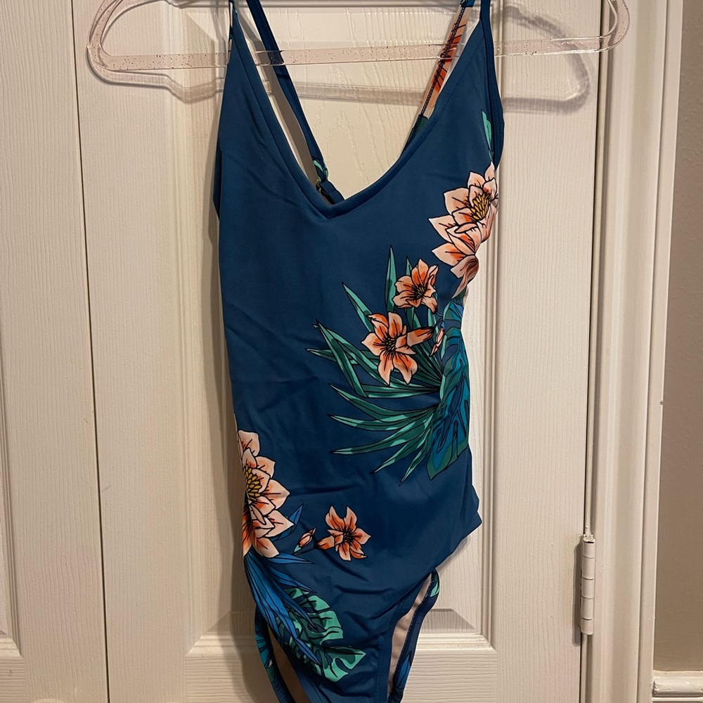 Kona Sol Blue and Orange One Piece Swimsuit